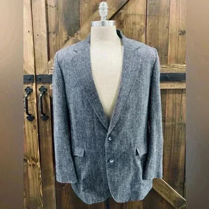 Vintage Circle S Dallas Texas Western Blazer Gray Blue Black Tweed Men’s 44L